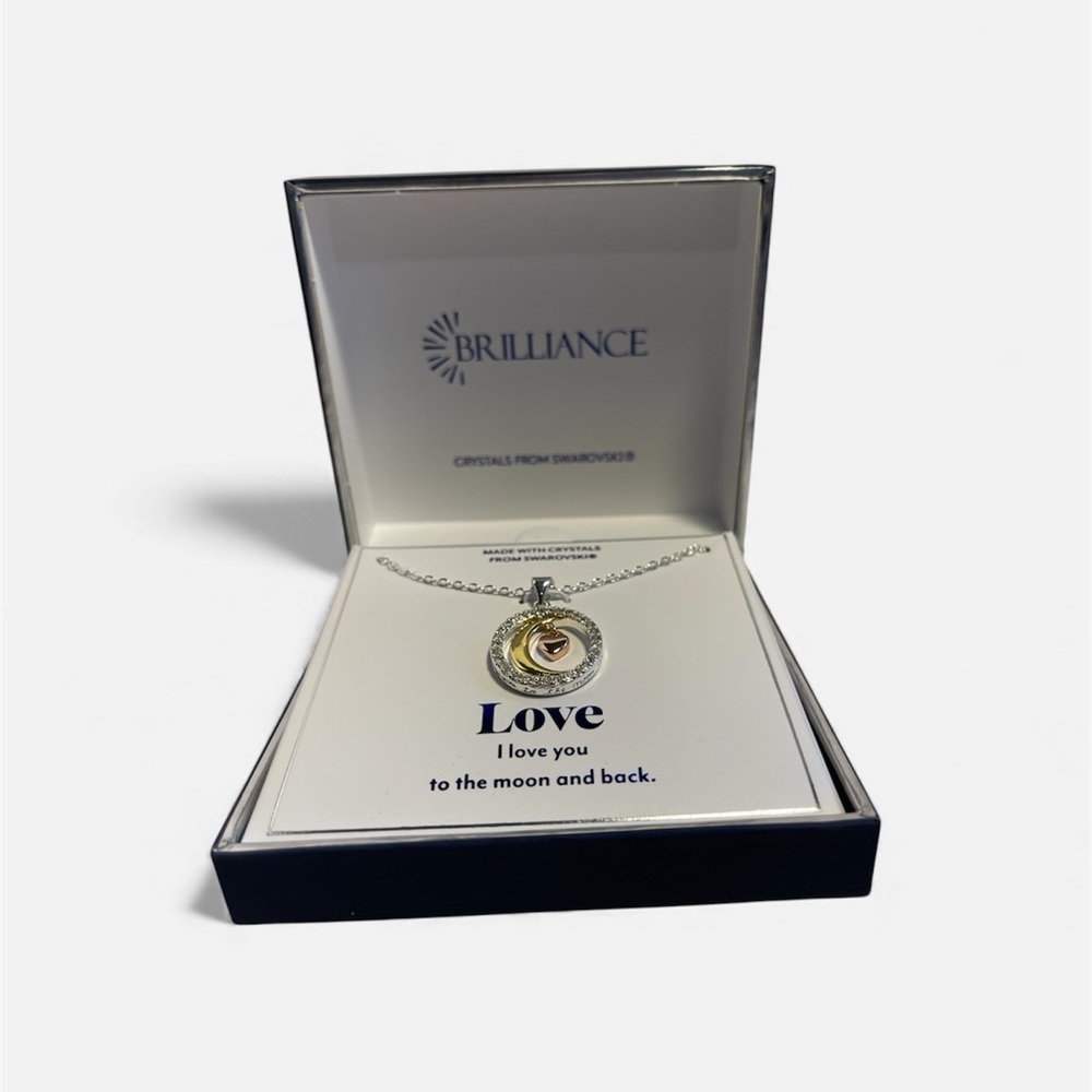 Brilliance Crystals From Swarovski “I Love You To The Moon & Back” Necklace NWT*